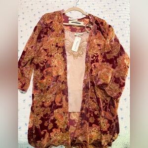 NWT Paisley Velvet Kimono Jacket & Satin embroidered tank top both size small